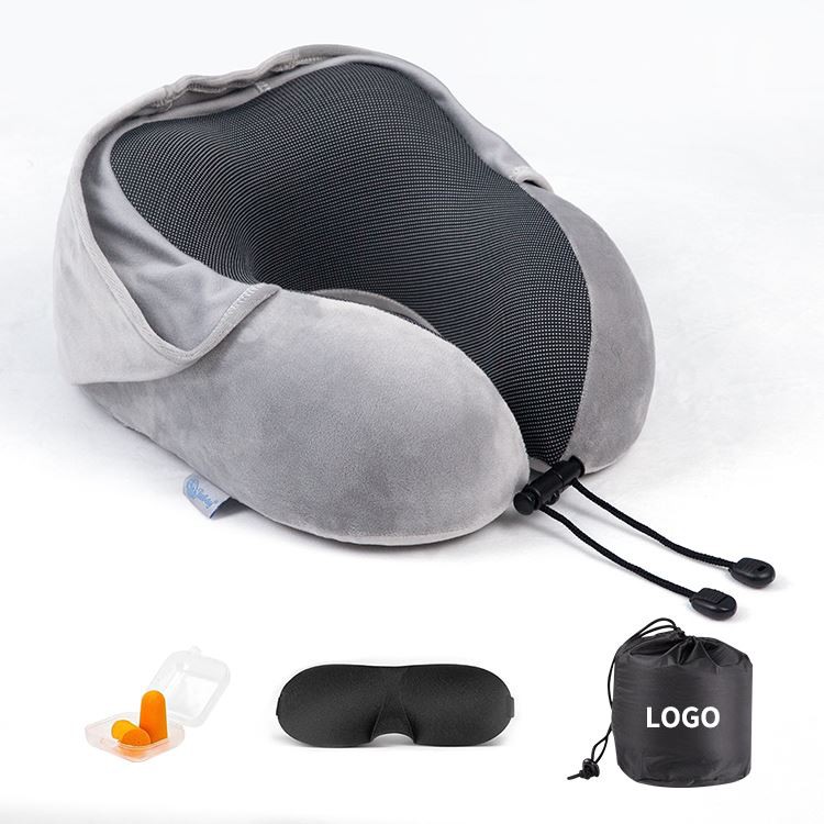 Memory Foam U Shape Neck Pillow na May Cap